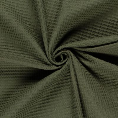 Tissu Nid d&#039;abeille uni Vert kaki foncé - Par 10 cm