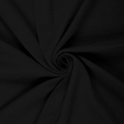 Coupon Tissu double gaze uni  Noir - Coupon de 20 cm