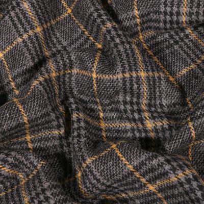 Tissu Jacquard Prince de Galles sur fond Ocre - Par 10 cm
