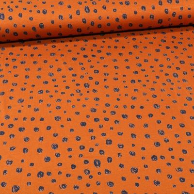 Tissu Jersey Viscose Pois déstructurés sur fond Orange - Par 10 cm