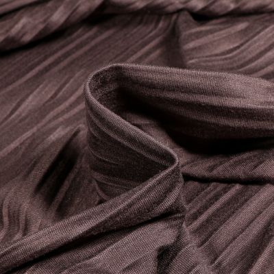 Tissu Maille Plissé uni Cacao - Par 10 cm