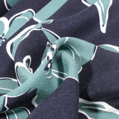 Tissu Viscose Twill Lida sur fond Bleu marine - Par 10 cm