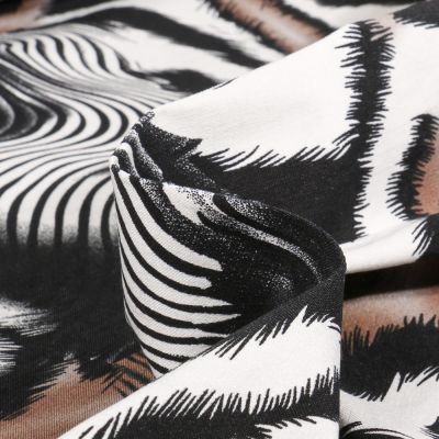 Tissu Bengaline Tiger marron sur fond Blanc - Par 10 cm