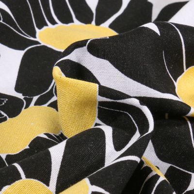 Tissu Viscose Lin Flora XL sur fond Blanc - Par 10 cm