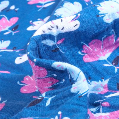 Tissu Double gaze Andréanne sur fond Bleu roi - Par 10 cm