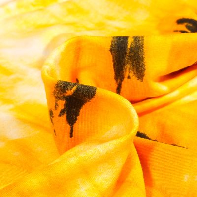 Tissu Jersey Viscose  Tye and dye Dorina sur fond Jaune - Par 10 cm