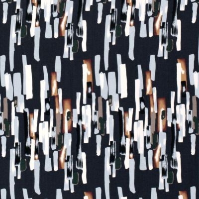 Tissu Viscose imprimé Hermine abstraits sur fond Bleu foncé - Par 10 cm