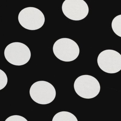 Tissu Jersey Viscose  Asta pois blancs sur fond Noir - Par 10 cm