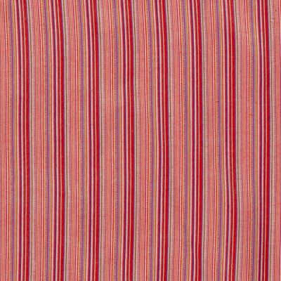 Tissu Jacquard Mexicain Rayé sur fond Rouge - Par 10 cm