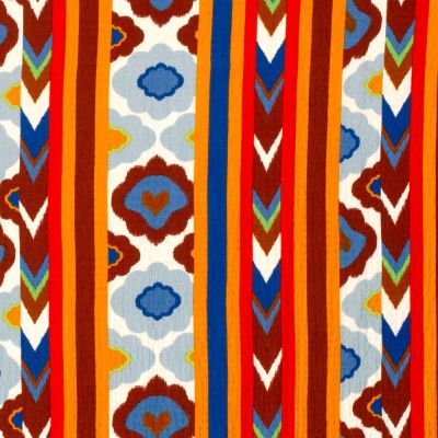 Tissu Viscose gaufré Rayé fleurs sur fond Blanc - Par 10 cm