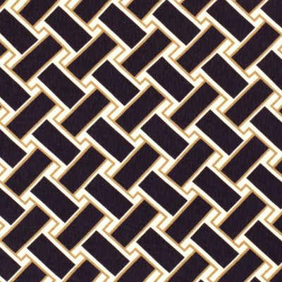 Tissu Crêpe Georgette de Viscose motifs abstraits noir et doré sur fond Ecru - Par 10 cm