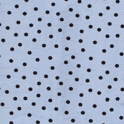 Tissu Viscose Ottoman Pois noirs sur fond Bleu - Par 10 cm