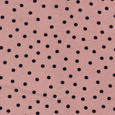 Tissu Viscose Ottoman Pois noirs sur fond Vieux rose - Par 10 cm
