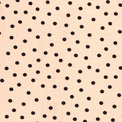 Tissu Viscose Ottoman Pois noirs sur fond Beige - Par 10 cm