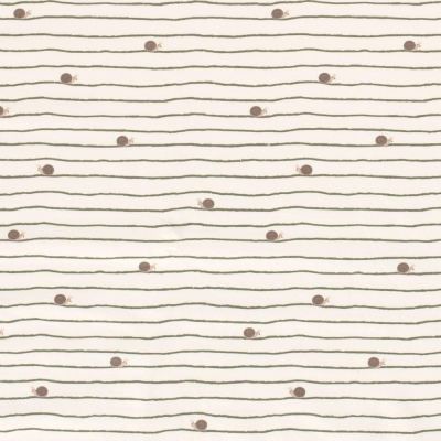 Tissu Jersey stretch escargots Gaston sur fond Blanc - Par 10 cm