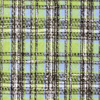 Tissu Jacquard épais Carreaux sur fond Vert - Par 10 cm