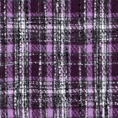 Tissu Jacquard épais Carreaux sur fond Violet - Par 10 cm