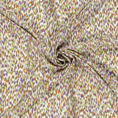 Tissu Popeline de Viscose imprimé Motifs abstraits vert sur fond Blanc - Par 10 cm