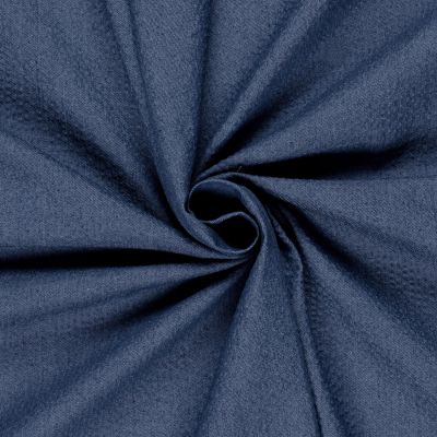 Tissu Jean Denim Seersucker uni Bleu denim - Par 10 cm