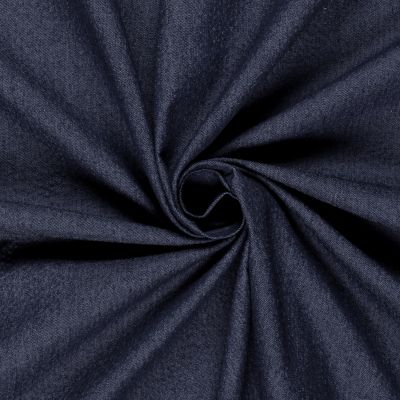 Tissu Jean Denim Seersucker uni Bleu marine - Par 10 cm