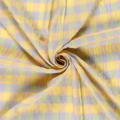 Tissu Polycoton smock carreaux Jaune - Par 10 cm