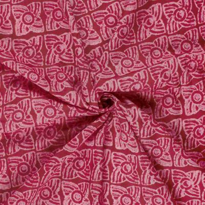 Tissu voile de coton imprimé Genova Divers sur fond Rose fuchsia - Par 10 cm