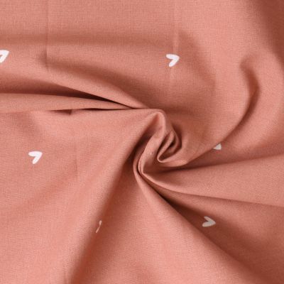 Tissu Popeline de Coton  cœurs Anna sur fond Terracotta - Par 10 cm