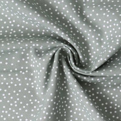 Tissu Popeline de Coton  pois Yena sur fond Vert kaki clair - Par 10 cm