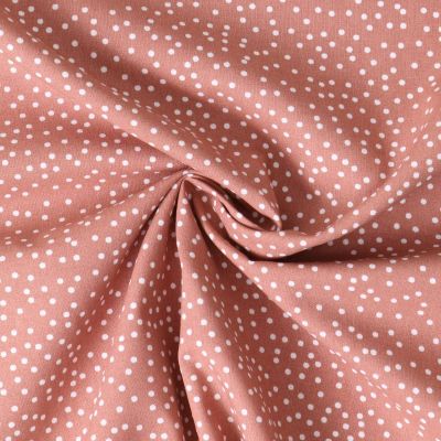 Tissu Popeline de Coton  pois Yena sur fond Terracotta - Par 10 cm