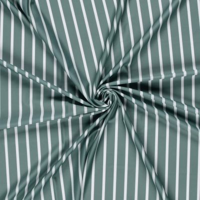 Tissu Maillot de bain UPF50 recyclé Rayé blanc sur fond Vert sauge - Par 10 cm