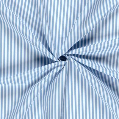 Tissu Short de bain déperlant recyclé Rayé Bleu ciel sur fond Blanc - Par 10 cm