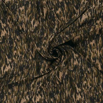 Tissu Satin Velvet Kaïra camouflage artistique Beige sur fond Noir - Par 10 cm