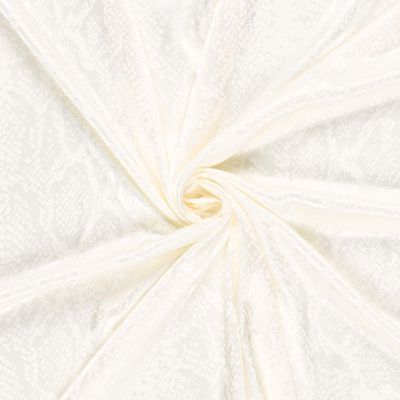 Tissu Jacquard satiné aspect  serpent sur fond Blanc - Par 10 cm