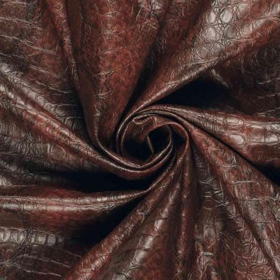 Tissu Simili cuir crocodile Reptilia sur fond Marron - Par 10 cm