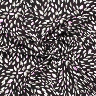 Tissu jersey Milano maille lourde Ponte di Roma Fleuris sur fond Noir - Par 10 cm