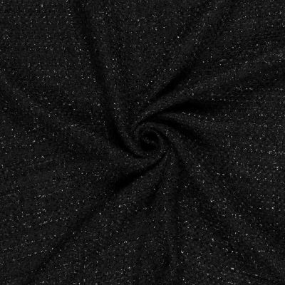 Tissu Jacquard Lurex Tweed Éclat uni  Noir - Par 10 cm