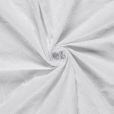 Tissu Coton brodé Adriana grandes fleurs sur fond Blanc - Par 10 cm