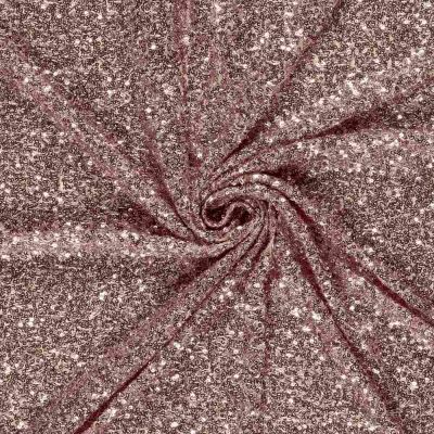 Tissu Maille sequins extensible Vieux rose - Par 10 cm