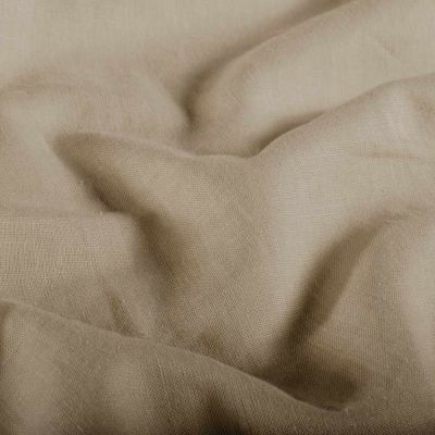 Tissu Lin Coton lavé uni Beige - Par 10 cm