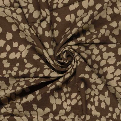 Tissu Crêpe de Viscose Louis pétales Beige sable sur fond Marron - Par 10 cm