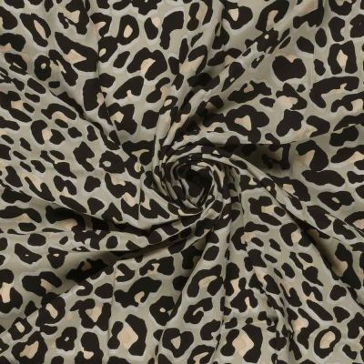 Tissu Viscose imprimé Joana motif léopard sur fond Beige - Par 10 cm