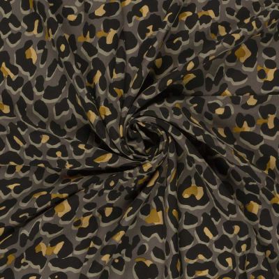Tissu Viscose imprimé Joana motif léopard sur fond Gris - Par 10 cm