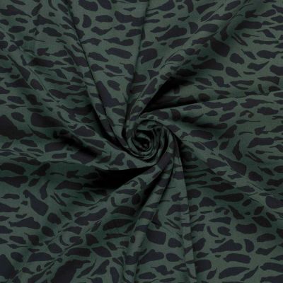 Tissu Viscose twill Nola motif animalier sur fond Bleu canard - Par 10 cm