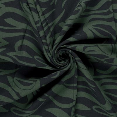 Tissu Viscose twill Pia arabesques sur fond Vert - Par 10 cm