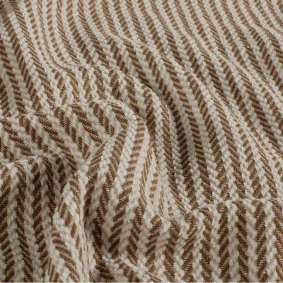 Tissu Jacquard rayé Lurex chevrons sur fond Marron - Par 10 cm