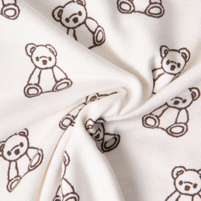 Tissu Maille Jersey Coton Teddy oursons sur fond Ecru - Par 10 cm