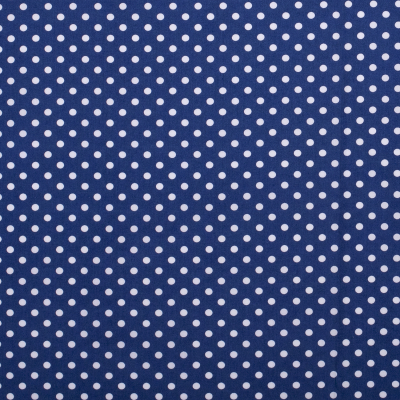 Tissu Coton imprimé Bleu Pois 8 mm Blancs - Par 10 cm