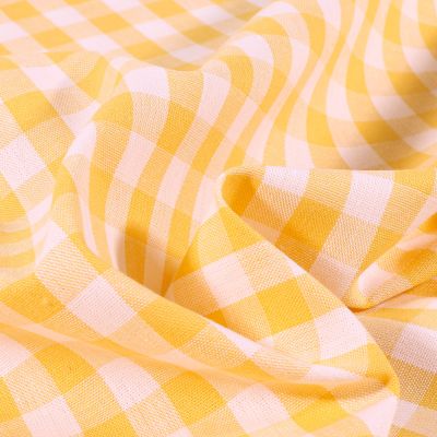 Tissu Vichy Grands carreaux 10 mm Jaune- Par 10 cm