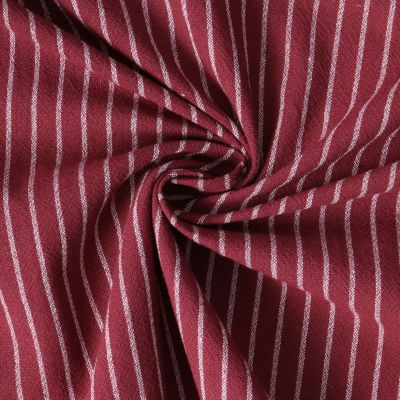 Tissu Polycoton Eliott rayures Blanches 5mm sur fond Bordeaux - Par 10 cm