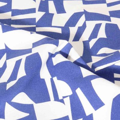 Tissu Coton demi natté  Géométriques sur fond Ecru - Par 10 cm